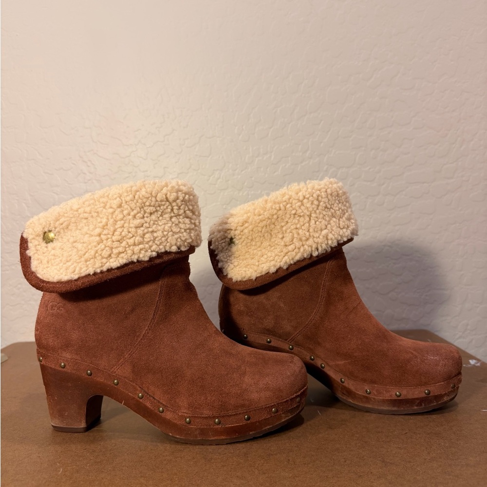 UGG Lynnea Brown Suede Boot with Cream Shearling